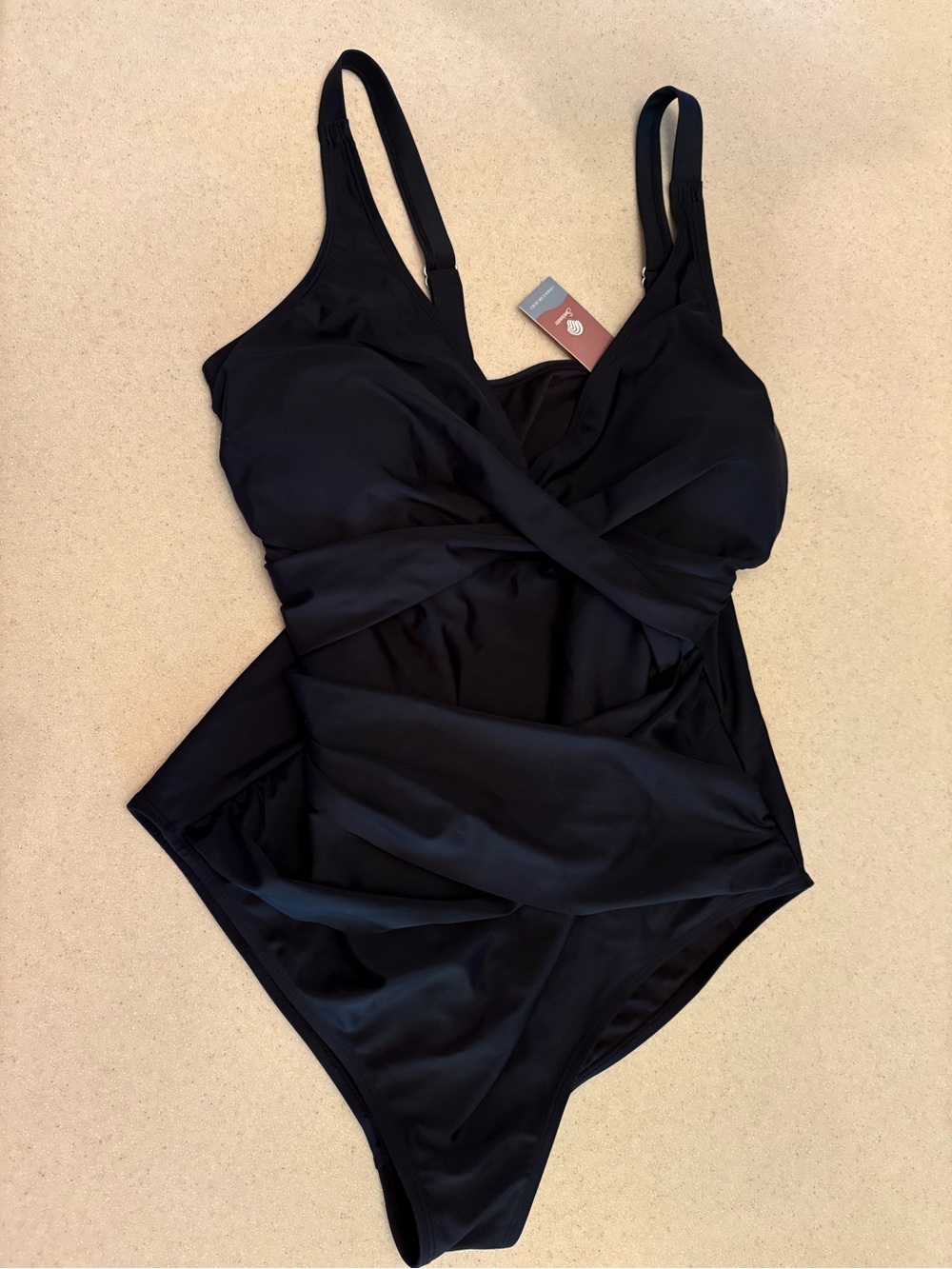 Black Twist-Detail One-Piece Swimsuit -